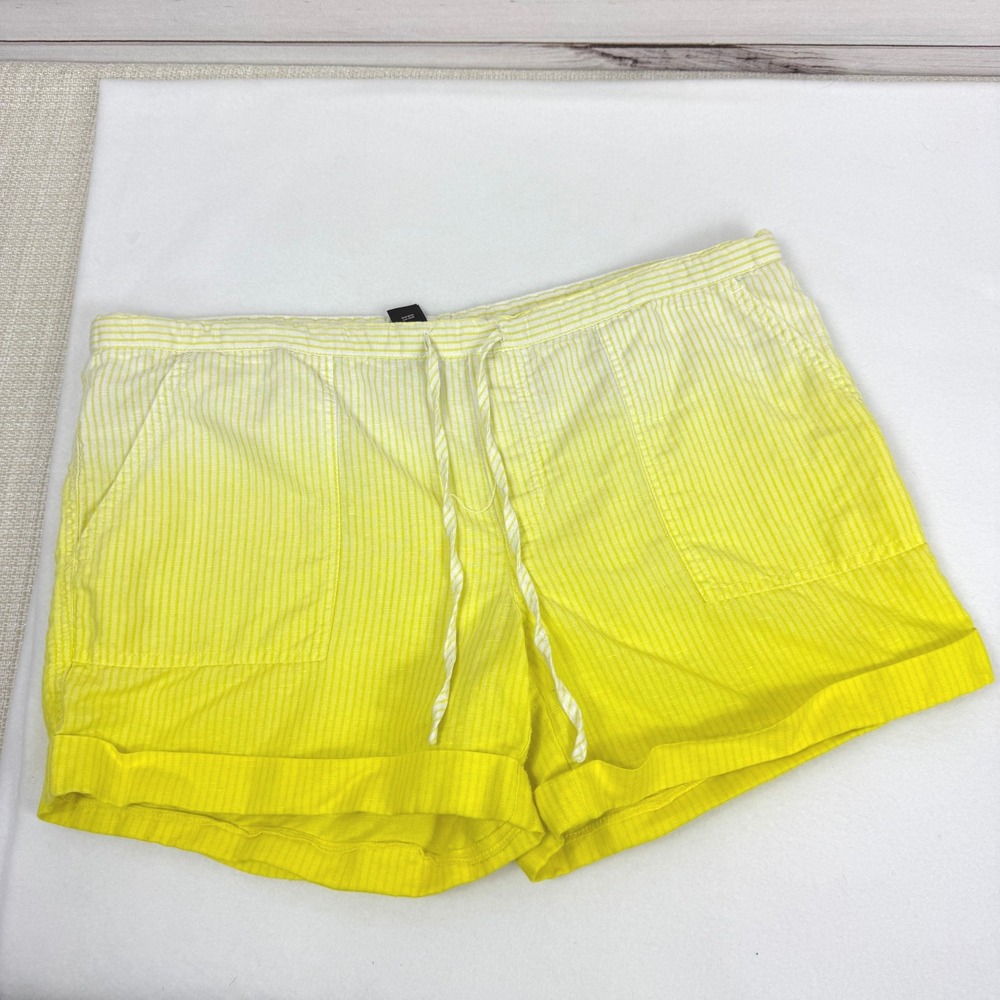 Victoria's Secret Yellow Ombre Striped Linen Blend‎ Shorts Size 10 Drawstring